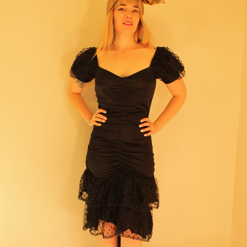 Black 80's Party dress Vintage chacha
